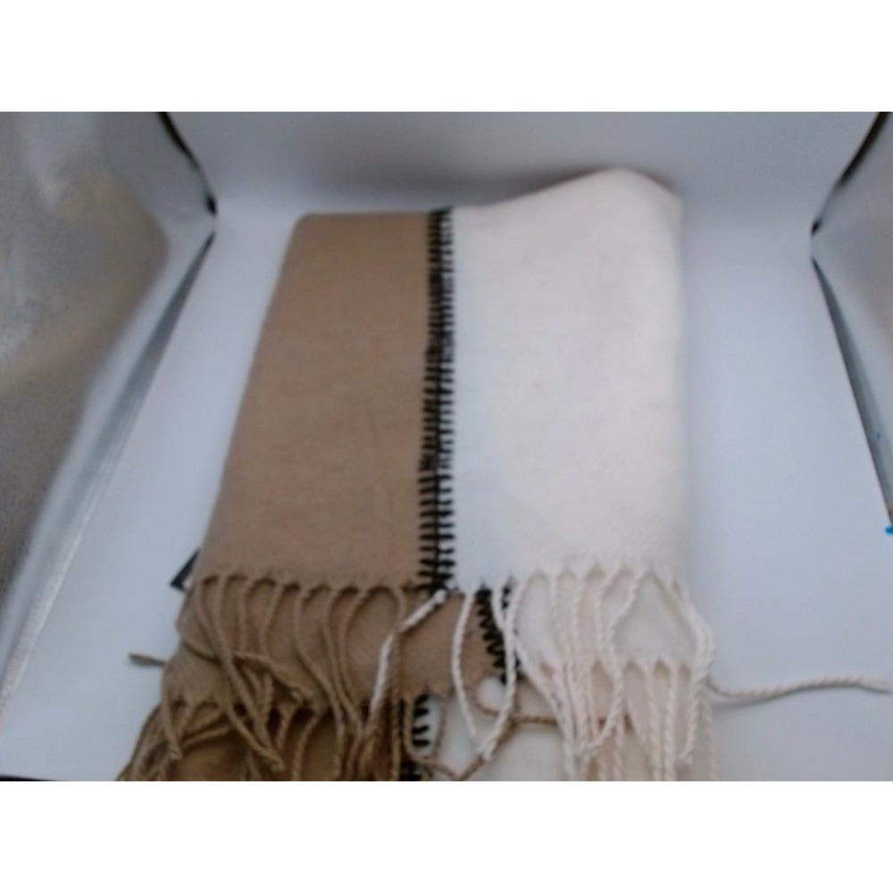 BCBGMAXAZRIA - Wood Blend, Scarf/ Shawl, Tan/ Cream, Large, BRAND NEW WITH TAGS